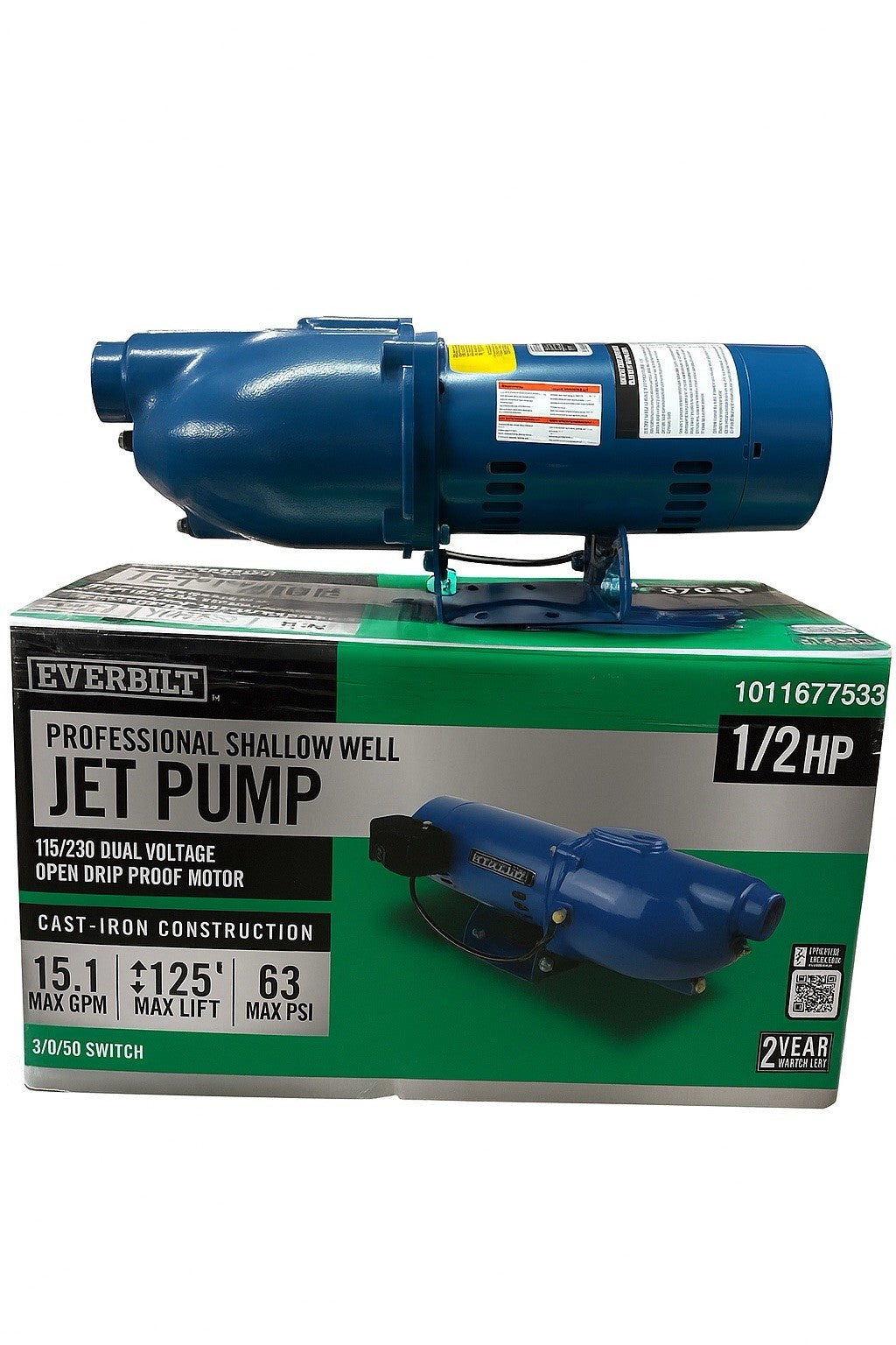 Everbilt 1/2 HP Shallow Well Jet Pump HDSWJ5, Cast Iron, Dual Voltage - New!