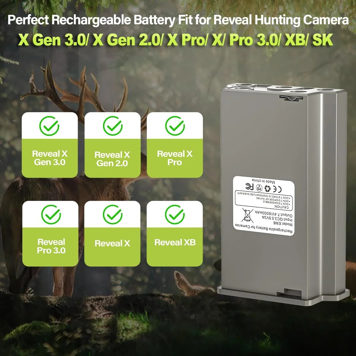 Tactacam Reveal Trail Cameras 6000mAh Battery Pack for X Gen 3.0 & Pro 3.0, New!