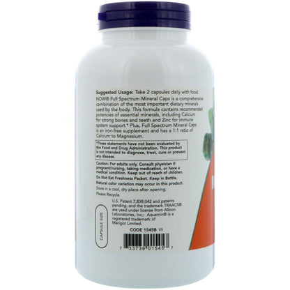 NOW Foods Full Spectrum Minerals, 240 Capsules - Calcium & Magnesium Blend- exp.11/29