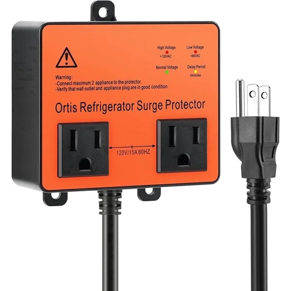 Ortis Refrigerator Surge Protector - 2-Outlet Black Power Strip for Appliances - NEW!