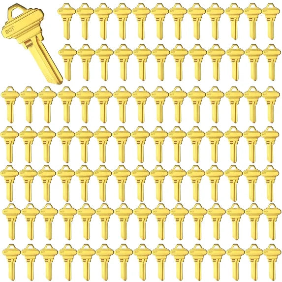 Brass Finish SC1 Key Blanks, Uncut Blank Keys, Pack of 40 for Locksmiths - NEW!