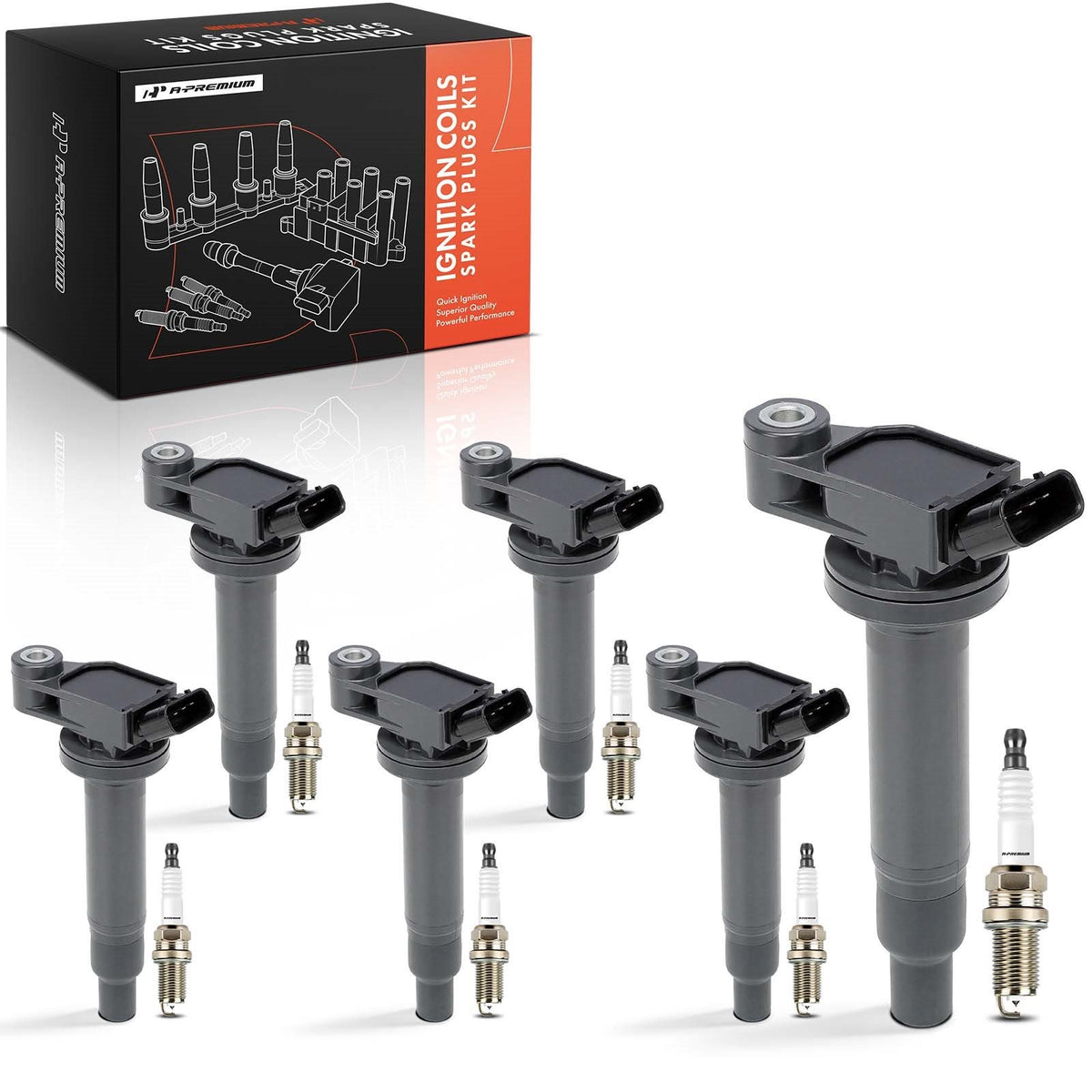 A-Premium 6x Ignition Coil & 6x Iridium Spark Plug Set for Toyota & Lexus - NEW!