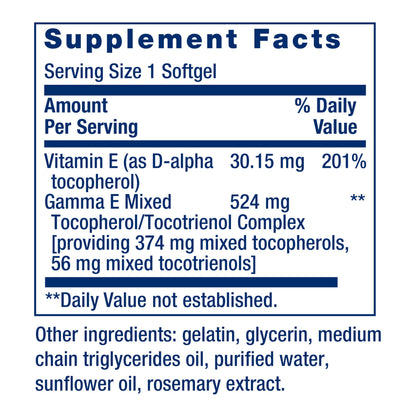 Life Extension Gamma E Vitamin E Mixed Tocopherols 60 Softgels Antioxidant-exp04/28