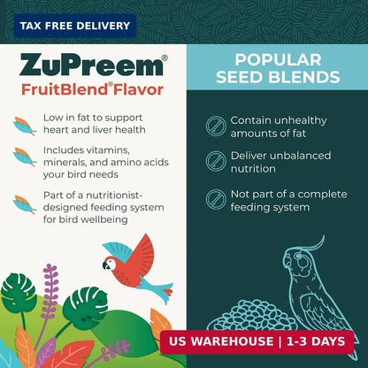 FruitBlend Bird Pellets for Parrots, Conures & Caiques - 3.5 lbs Nutrition - NEW!