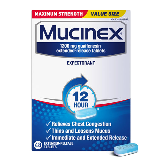 Mucinex Max Strength,  48 Extended R Tablets, Chest Congestion Relief, Exp. 1/28