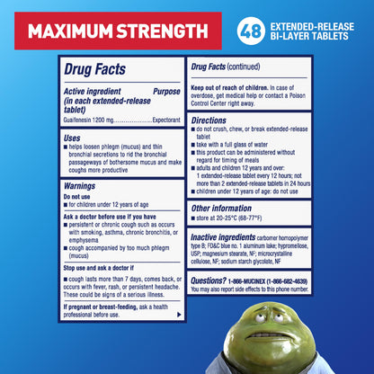 Mucinex Max Strength,  48 Extended R Tablets, Chest Congestion Relief, Exp. 1/28