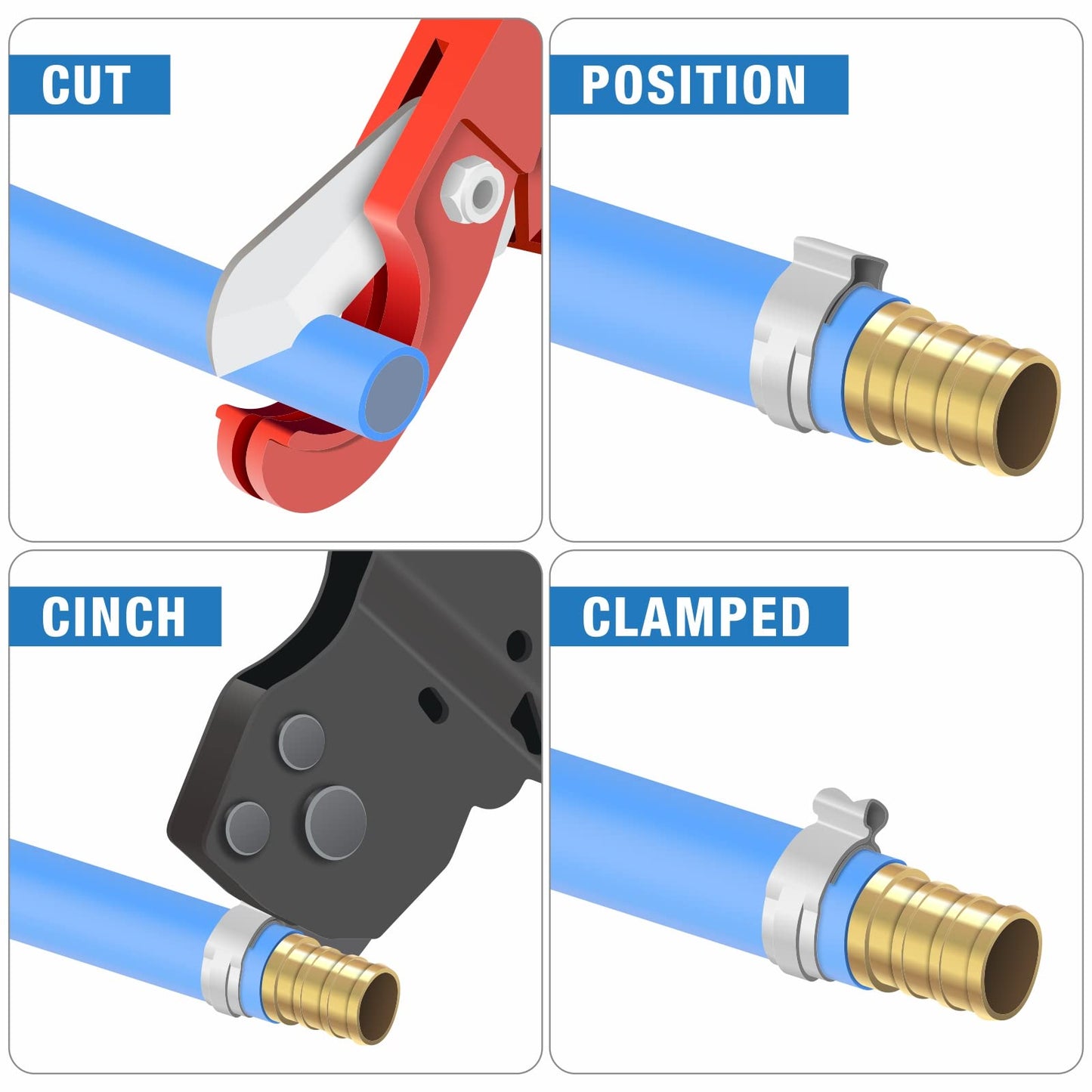 iCrimp F2098 Ratchet PEX Cinch Clamp Tool for 3/8" to 1" Tubing - NEW!