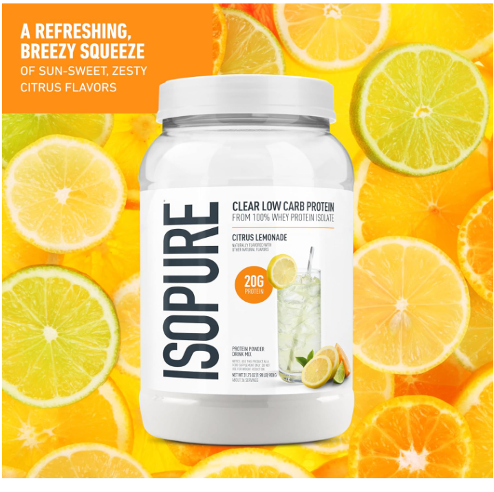 Isopure Clear Whey Isolate Protein Citrus Lemonade 36 Serv Gluten Free - exp.07/27