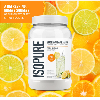Isopure Clear Whey Isolate Protein Citrus Lemonade 36 Serv Gluten Free - exp.07/27
