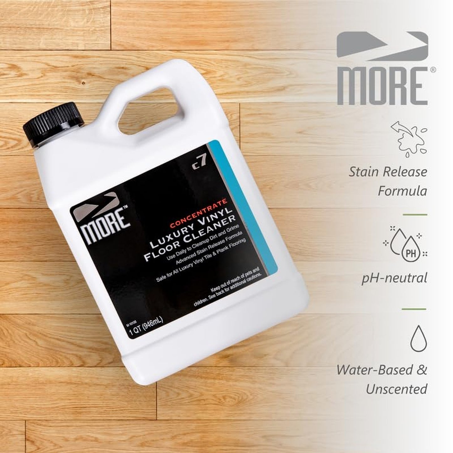 MORE Luxury Vinyl Floor Cleaner 32oz - Water-Based, Unscented, Streak Free - New!