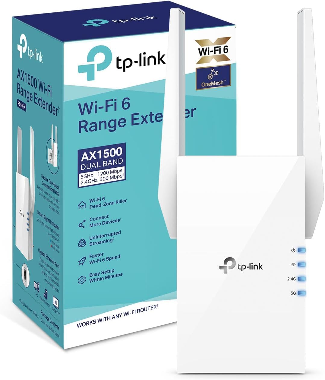 TP-Link AX1500 WiFi 6 Extender, Dual Band 1500Mbps, Easy Set-Up, OneMesh Compatible - NEW!