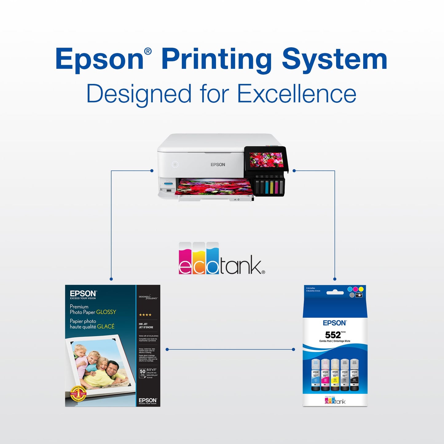 3 Pack Epson 552 EcoTank Ink Bottle Cyan T552220-S for ET-8500 ET-8550 Printers -NEW!