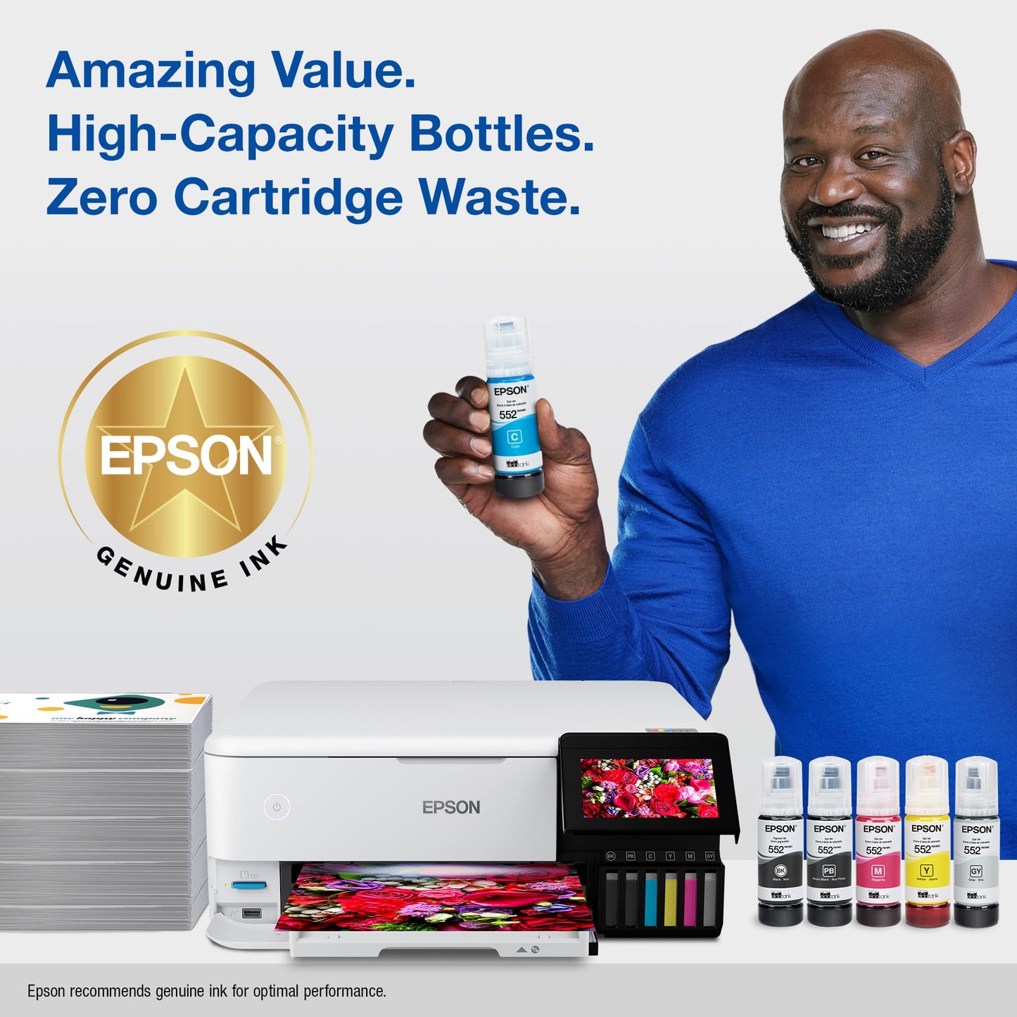 3 Pack Epson 552 EcoTank Ink Bottle Cyan T552220-S for ET-8500 ET-8550 Printers -NEW!