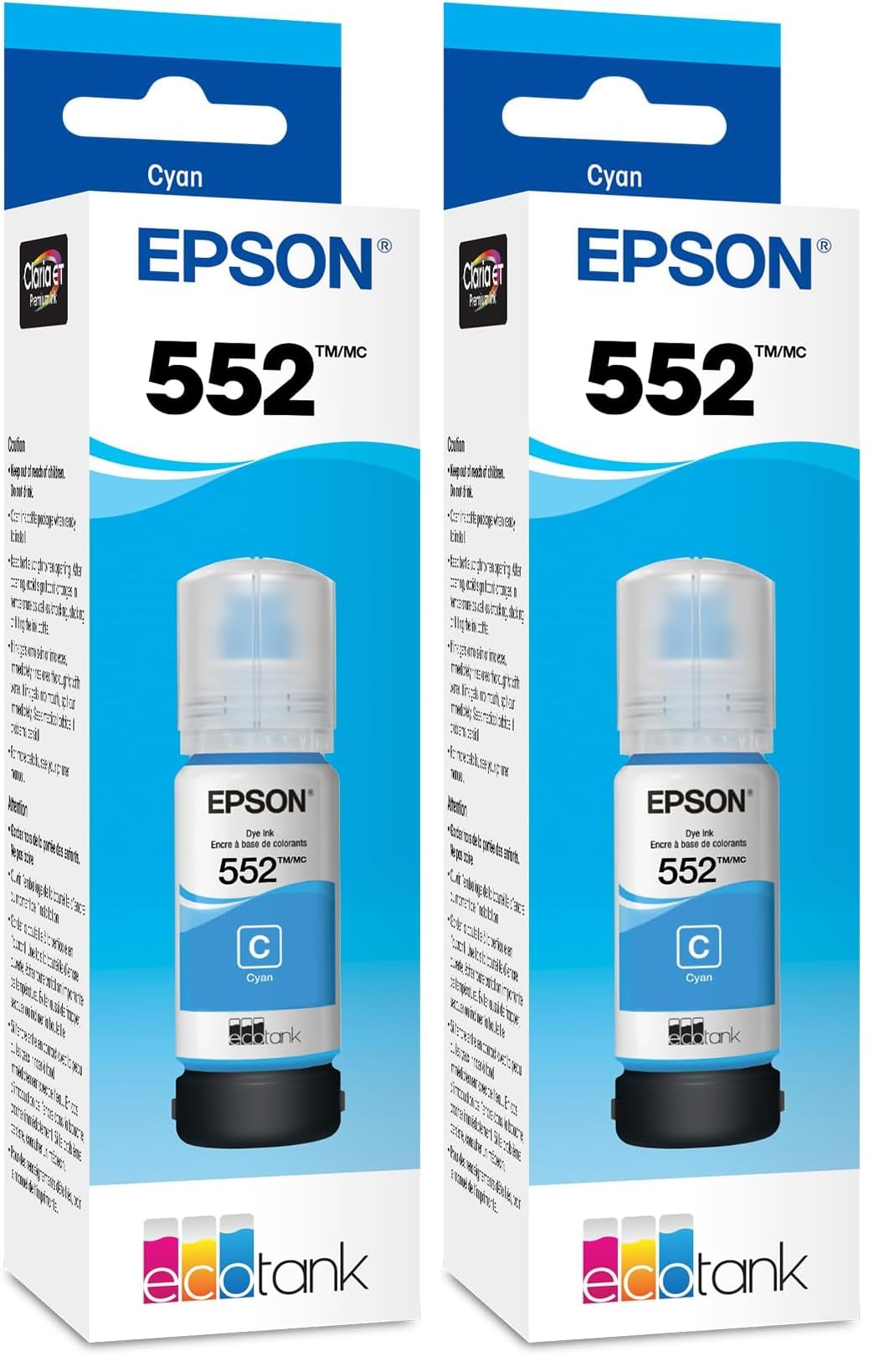 3 Pack Epson 552 EcoTank Ink Bottle Cyan T552220-S for ET-8500 ET-8550 Printers -NEW!