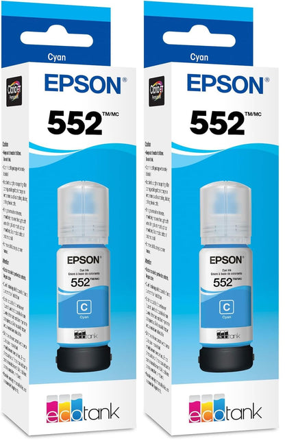3 Pack Epson 552 EcoTank Ink Bottle Cyan T552220-S for ET-8500 ET-8550 Printers -NEW!