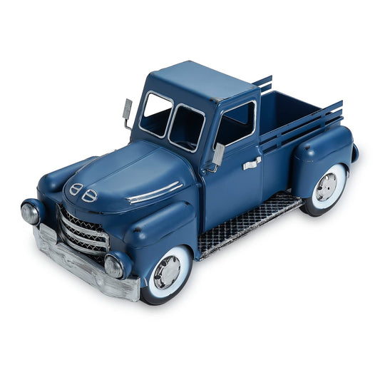 Farmhouse Blue Truck Decor - Vintage Metal Tabletop Truck Planter Gift - NEW!