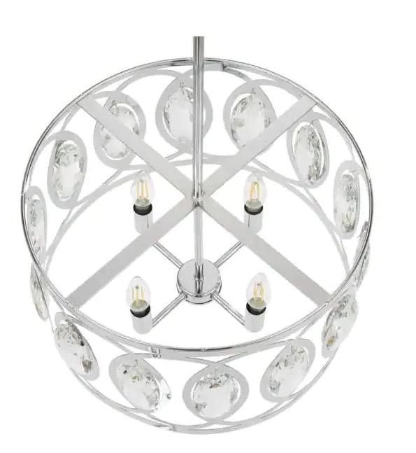 4-Light Polished Chrome Round Drum Pendant Light for Glam Home Decor - NEW!