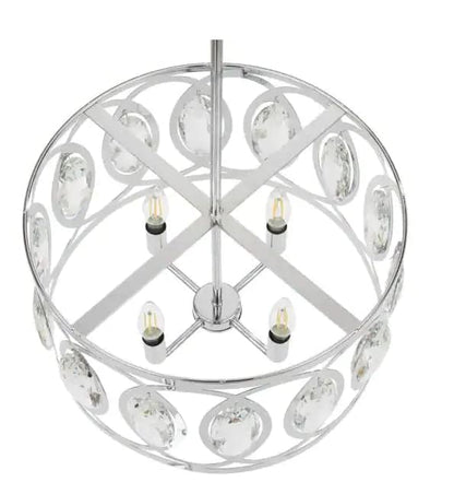 4-Light Polished Chrome Round Drum Pendant Light for Glam Home Decor - NEW!