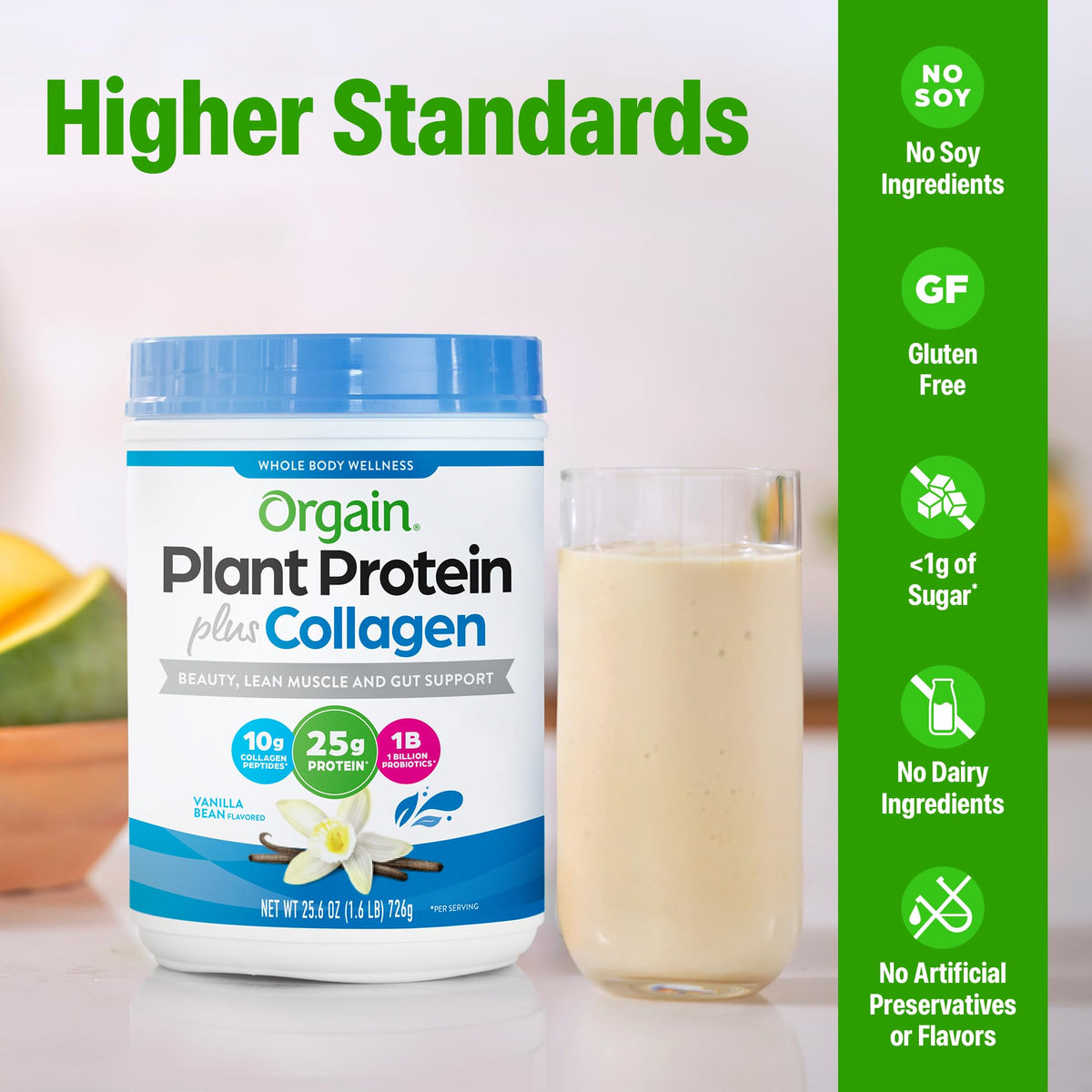 Orgain Organic Protein Powder with Collagen Vanilla Bean,1.6 lb, 25g Protein-exp01/27