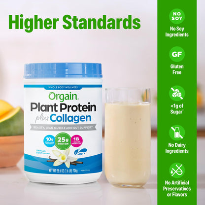 Orgain Organic Protein Powder with Collagen Vanilla Bean,1.6 lb, 25g Protein-exp01/27