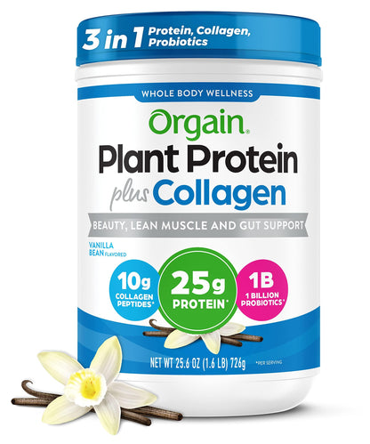 Orgain Organic Protein Powder with Collagen Vanilla Bean,1.6 lb, 25g Protein-exp01/27