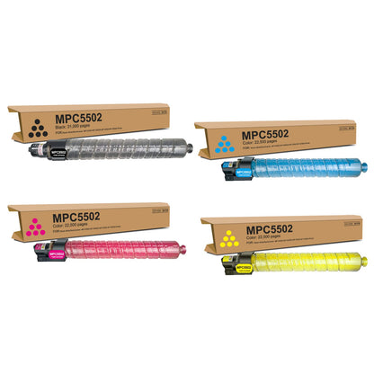 Toner Cartridge 4 Pack for Ricoh MP C4502 C5502 Black Color 841751 - NEW!