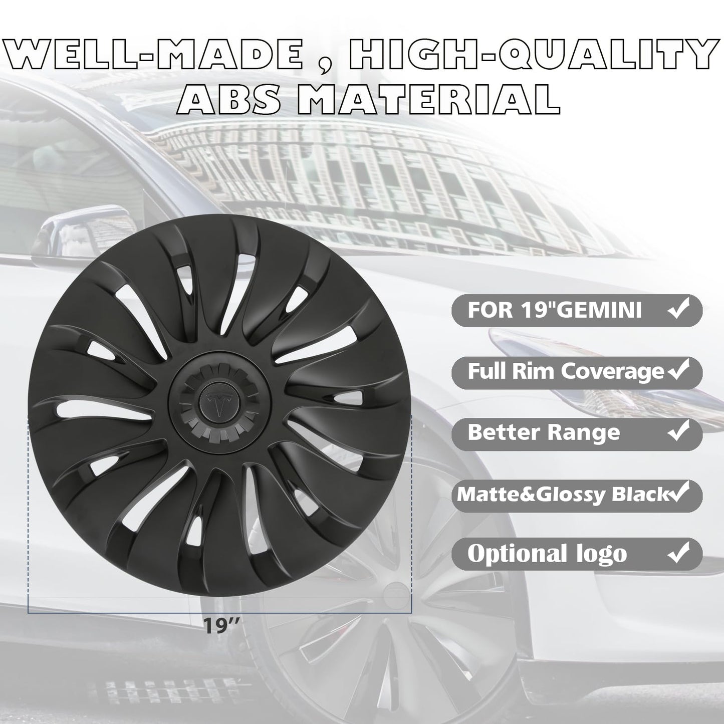 19 Inch Wheel Covers for Tesla Model Y 2024 Accessories, 4 Pcs Rim Protectors - NEW!