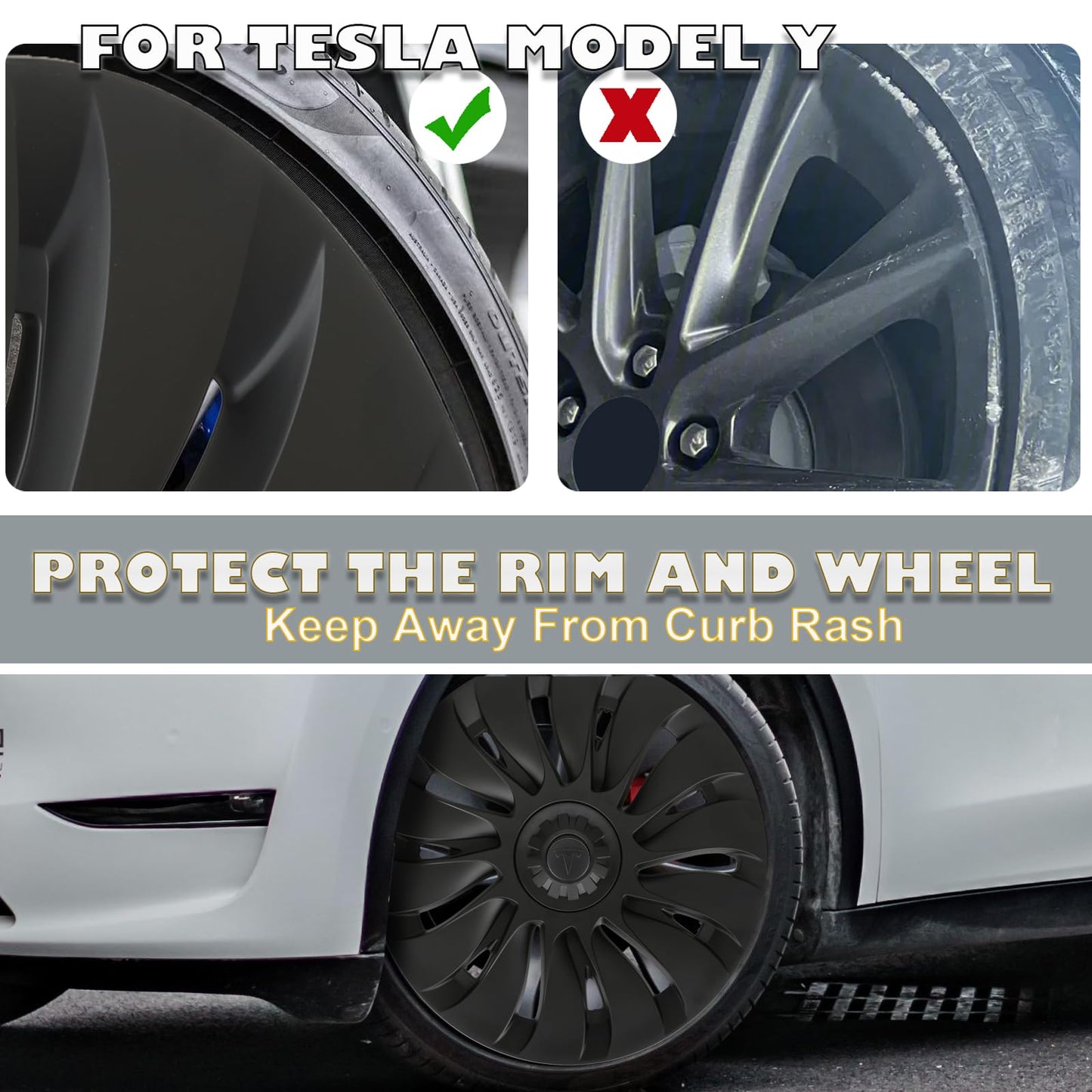 19 Inch Wheel Covers for Tesla Model Y 2024 Accessories, 4 Pcs Rim Protectors - NEW!