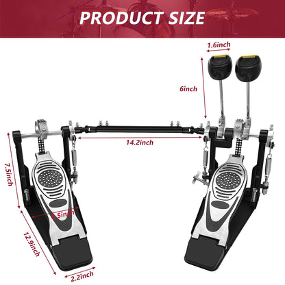 Double Bass Drum Pedal with Adjustable Chain Drive for Percussion Kits