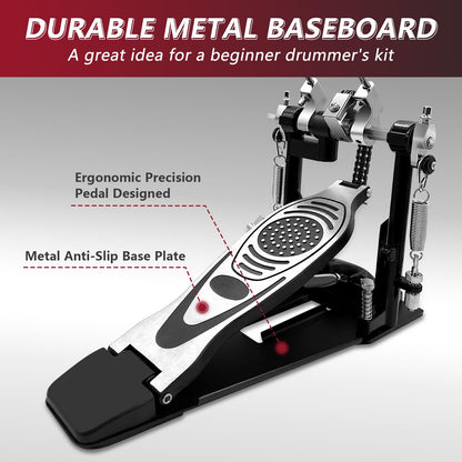 Double Bass Drum Pedal with Adjustable Chain Drive for Percussion Kits