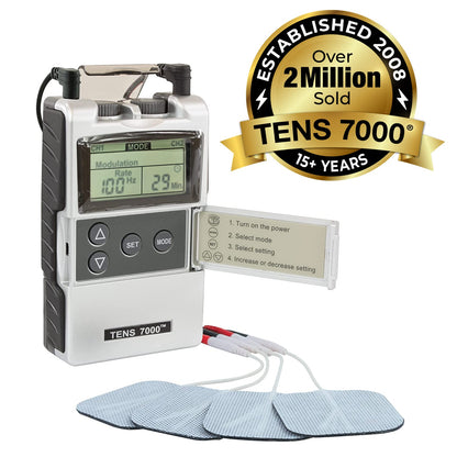 TENS 7000 Back Pain Relief Kit with Muscle Stimulator, Gel and Heating Pad