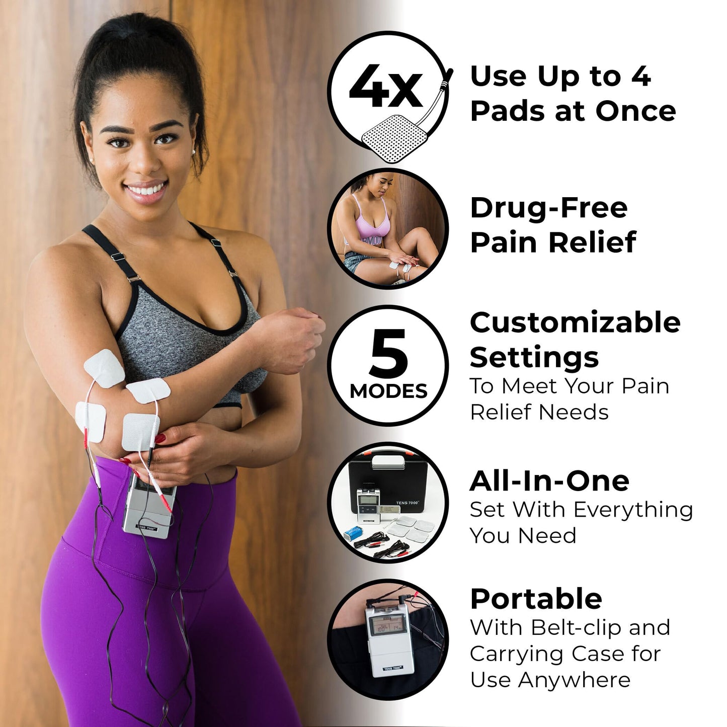 TENS 7000 Back Pain Relief Kit with Muscle Stimulator, Gel and Heating Pad