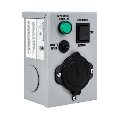 20 Amp 125V Weatherproof Generator Transfer Switch, Manual Power Inlet Box - NEW!