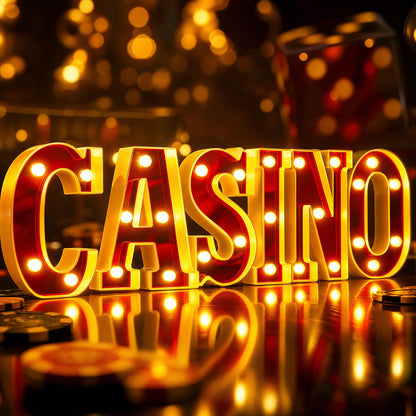 Huquary 6 peice Casino 4ft large Casino Light Up Sign, LED Party Decorations - NEW!