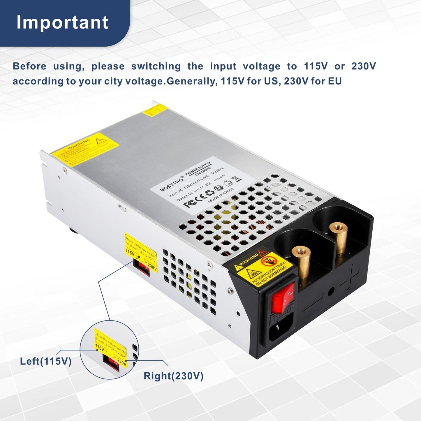 12V 1000W Switching Power Supply Adapter for LED Strip, CCTV, Motor Pump  - NEW!