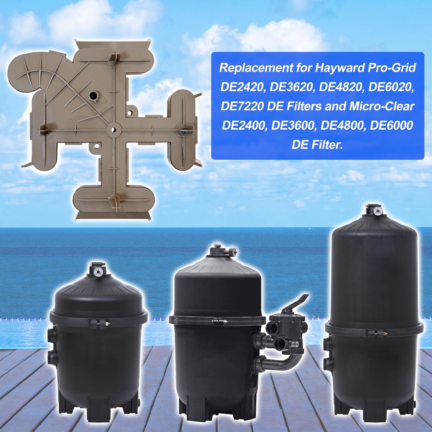 Byenins DEX2400C Filter Manifold Replacement for Hayward Pro-Grid DE Filters - NEW!