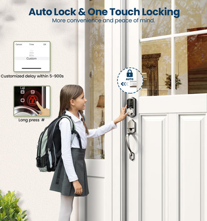 Veise VE06-H Smart Door Lock Set, Keyless Entry, App Control, Satin Nickel - NEW!