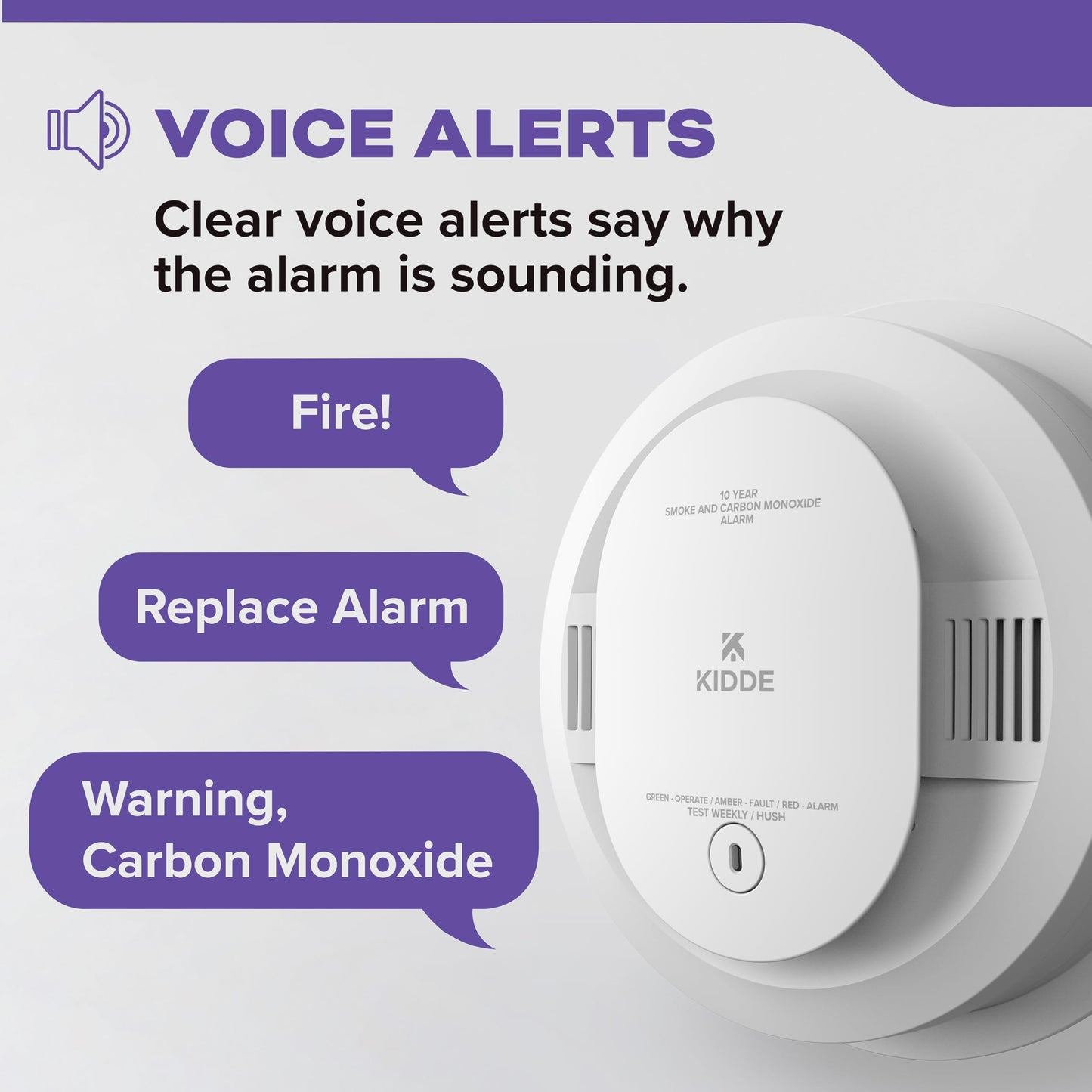 Kidde 30CUA10-V Smoke & Carbon Monoxide Detector, Hardwired, 10-Year Battery!