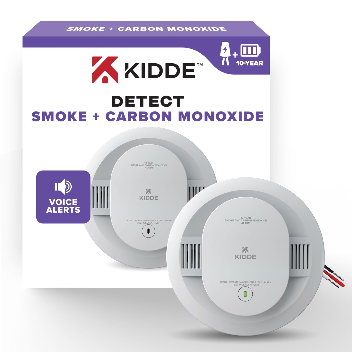 Kidde 30CUA10-V Smoke & Carbon Monoxide Detector, Hardwired, 10-Year Battery!