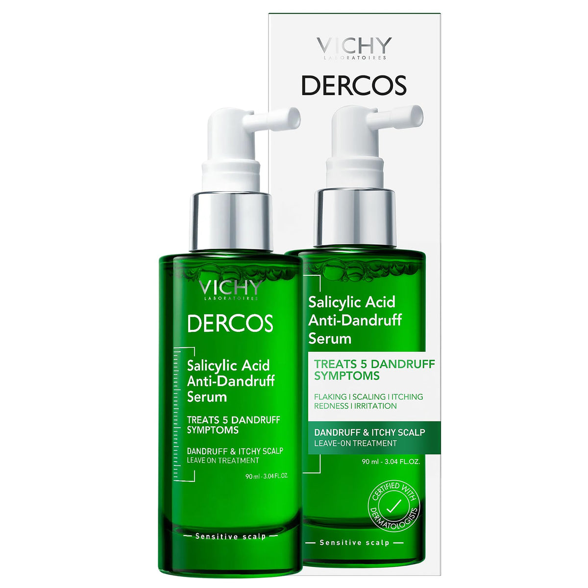 Vichy Dercos Salicylic Acid Anti-Dandruff Scalp Treatment, 3oz for Flakes - NEW!