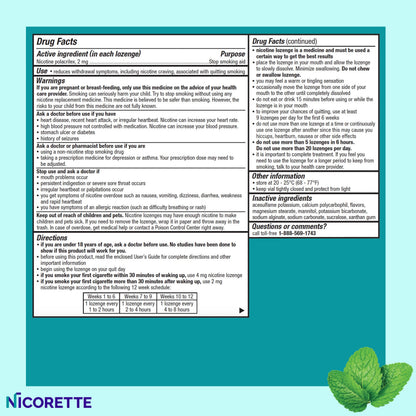 Nicorette Mini Nicotine Lozenges 2mg Mint ,101 Count for Curbing Cravings - exp07/27