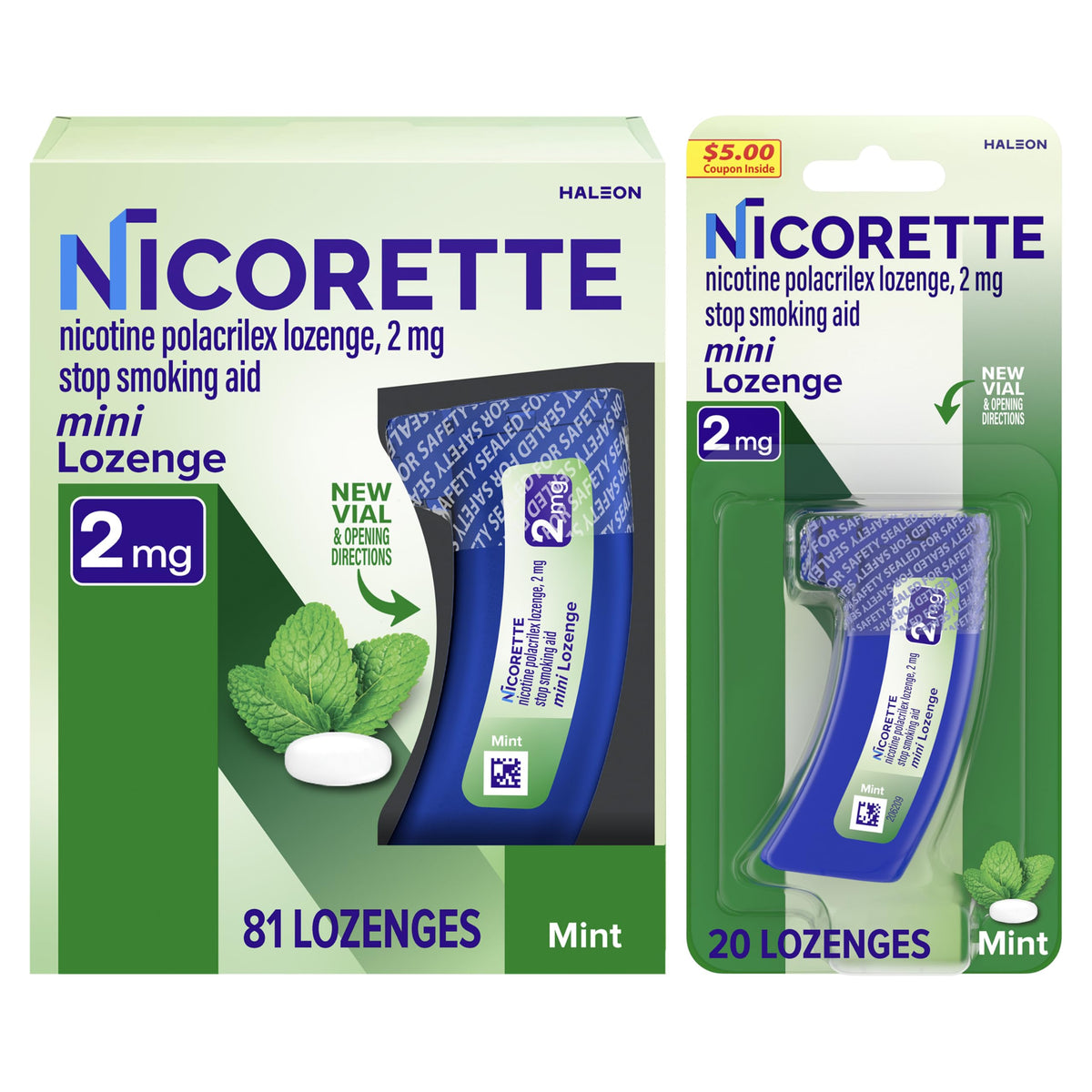 Nicorette Mini Nicotine Lozenges 2mg Mint ,101 Count for Curbing Cravings - exp07/27
