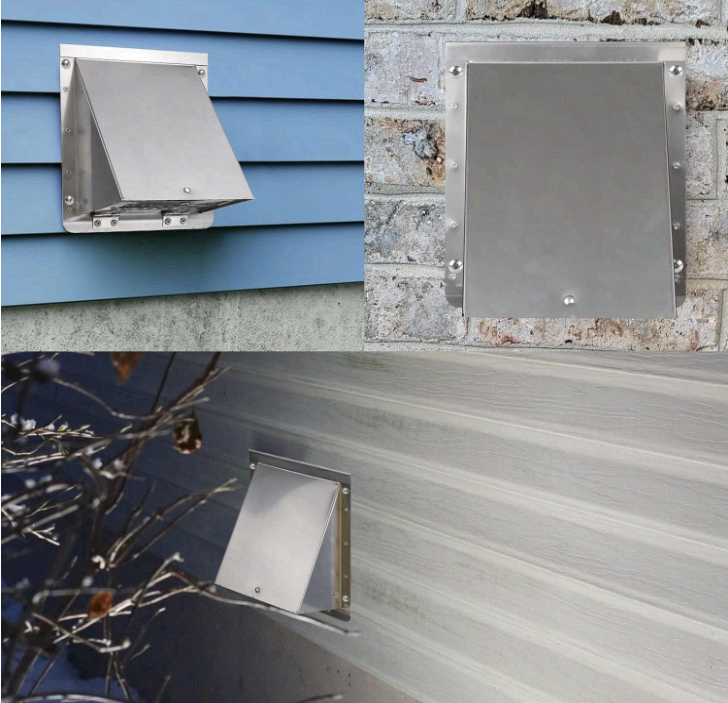 8 Inch Stainless Steel Wall Vent Hood with Screen & Damper for Exhaust Air - NEW!