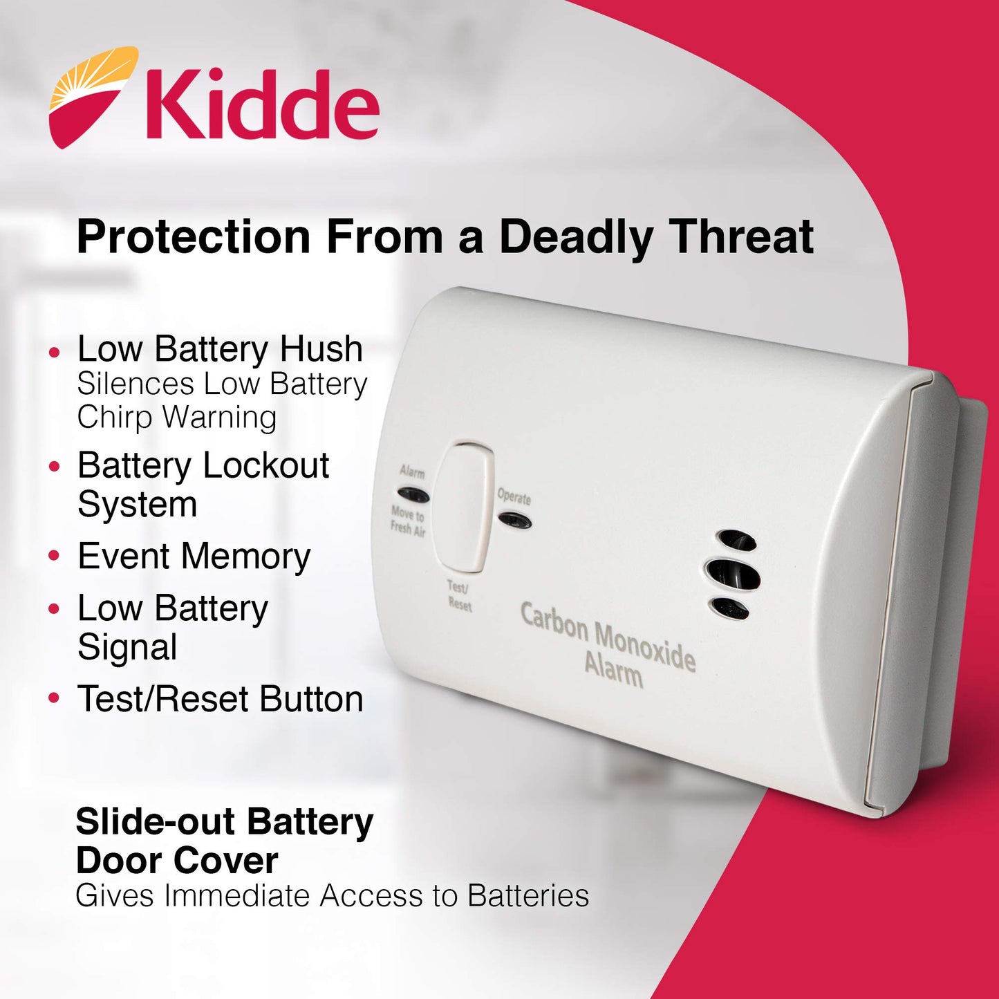 Kidde Carbon Monoxide Detector KN-COB-LP2, AA Battery, Portable, (2 pack) - New!