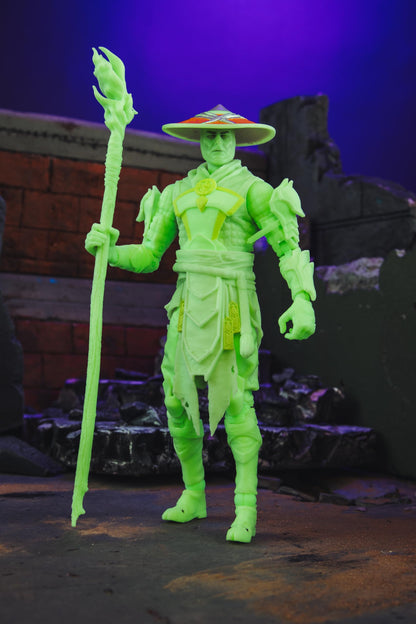 Mortal Kombat Raiden Glow in The Dark Gold Label 7in Action Figure Toys - New!