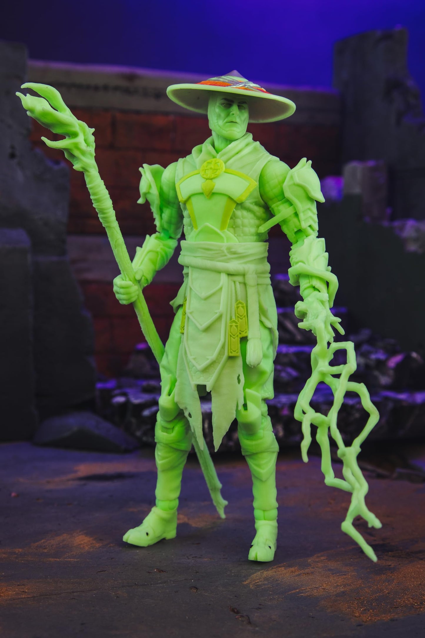 Mortal Kombat Raiden Glow in The Dark Gold Label 7in Action Figure Toys - New!