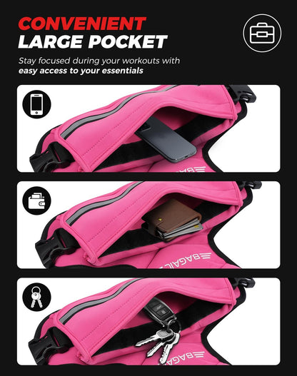 BAGAIL Adjustable Weighted Vest for Women 12-18 lbs, Pink Rucking Gear - NEW!