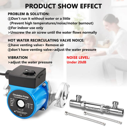 ZAIGANMA Hot Water Recirculating Pump, Stainless Steel, 3 Speed, 13GPM - New!