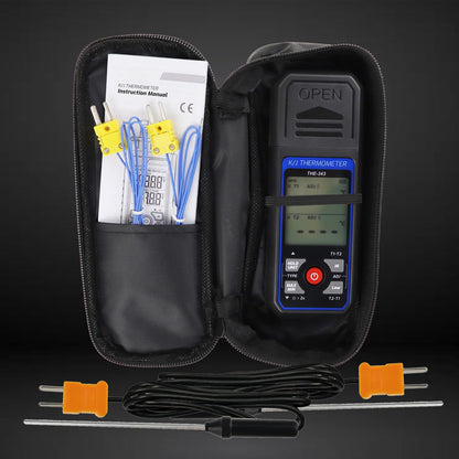 Digital K/J Thermocouple Thermometer with 4 Probes, HVAC Temperature Meter, NEW!