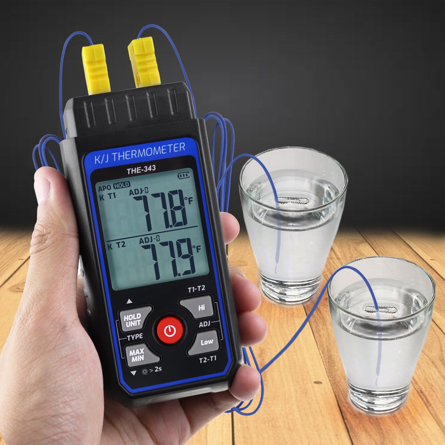 Digital K/J Thermocouple Thermometer with 4 Probes, HVAC Temperature Meter, NEW!